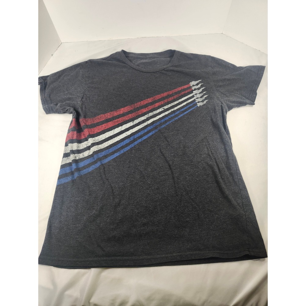 Fighter Jet Graphic Tee Kids‎ Large 42-44 Charcoal Gray Patriotic Airplane Shirt